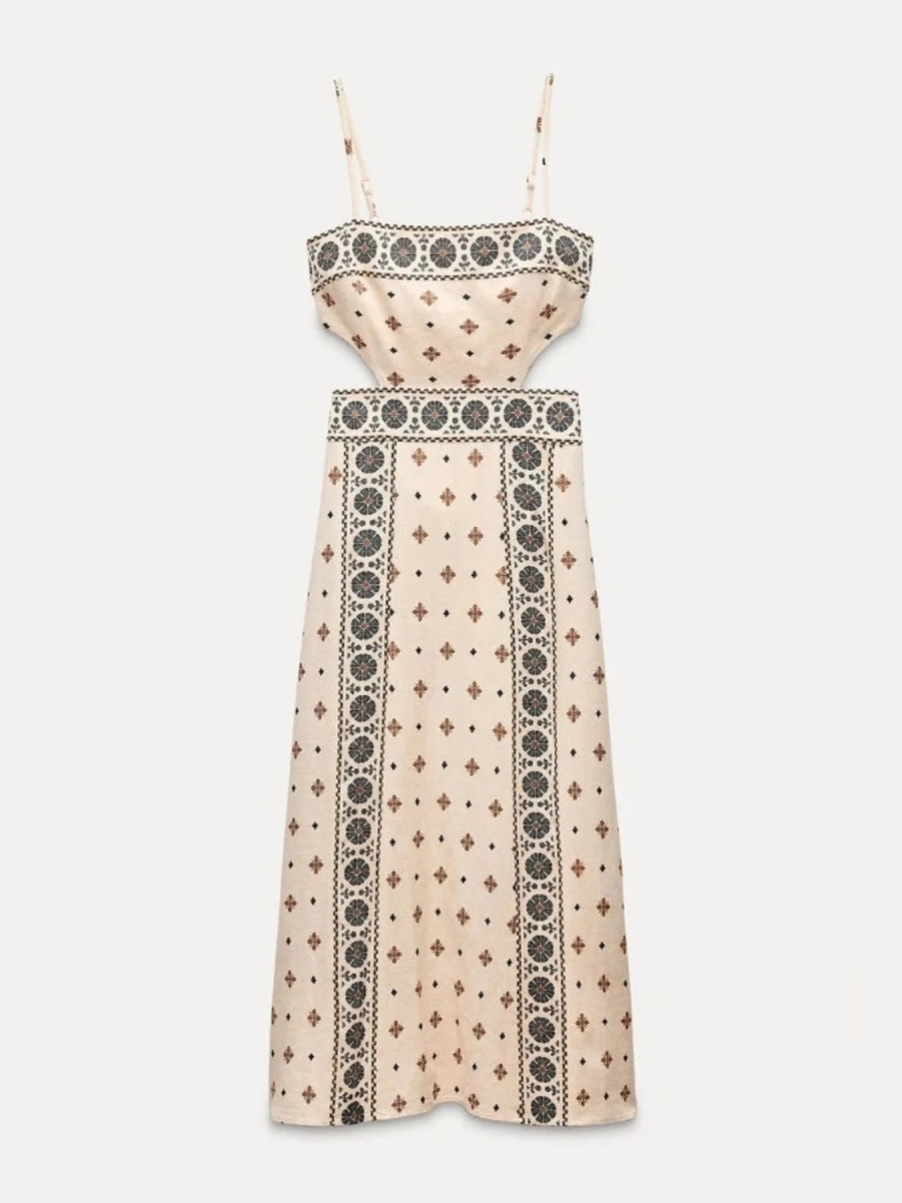 Zara Cream Boho Cutout Maxi Dress - Picture 2 of 5